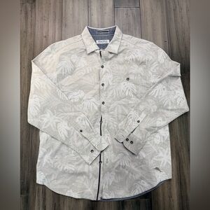 TOMMY BAHAMA Canyon Beach Flannel Shirt Men's Cloudy Fronds White Grey Sz L